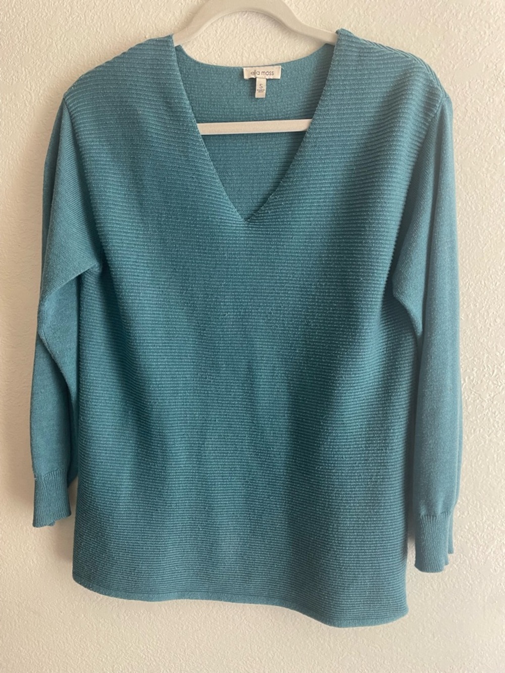 Ella Moss Teal Blue V-Neck Sweater